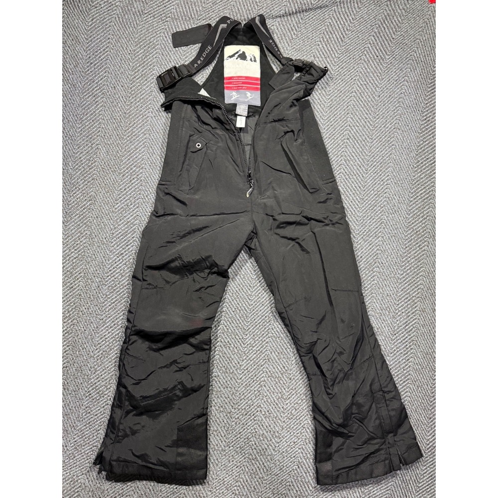 Polar Edge Black Ski Snow Bib Overall Pants Youth 10/12 Wind Proof Zip Up